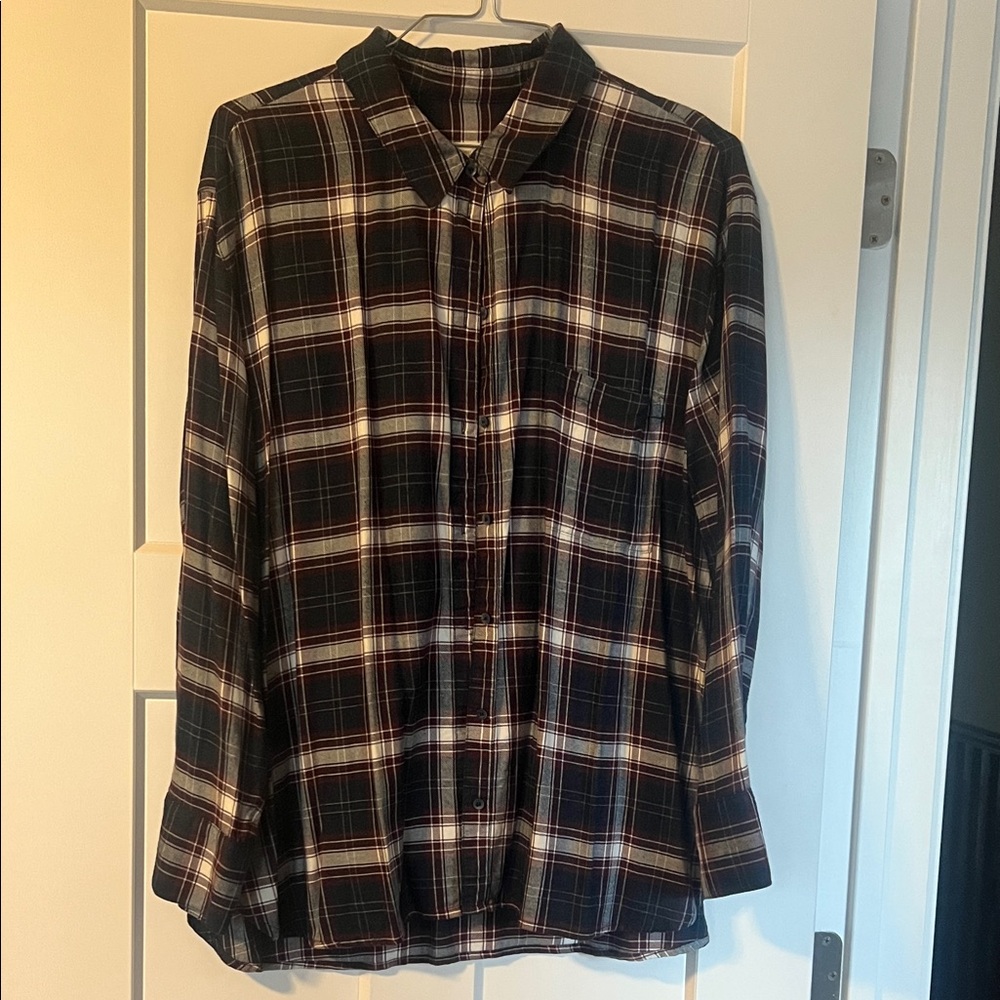 Treasure & Bond Blue and White Plaid Button-Up Shirt